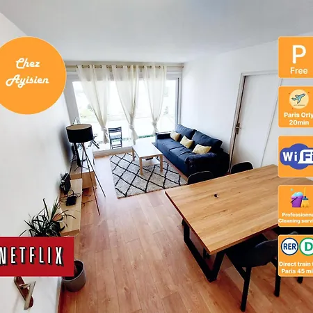 Apartment Beautiful & Cosy 3 Bedrooms Full Ris-Orangis